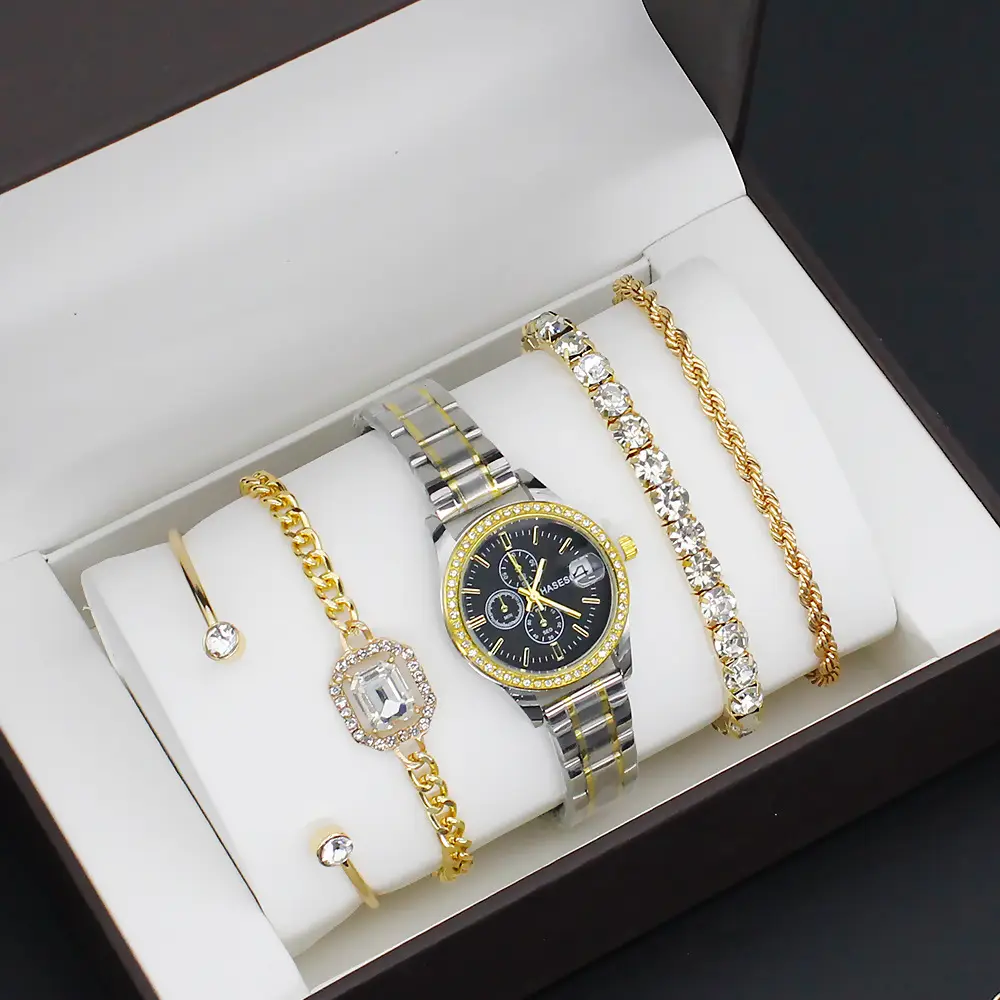 Gold Plated Women's Quartz Watch with Crystal Bracelet — feature 4
