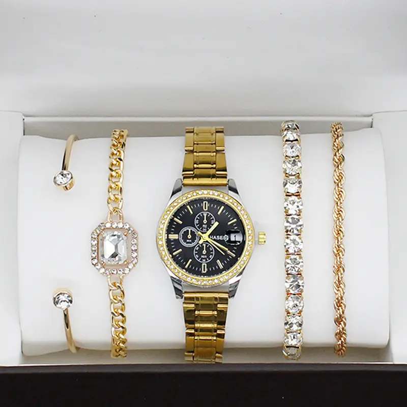 Gold Plated Women's Quartz Watch with Crystal Bracelet — feature 9