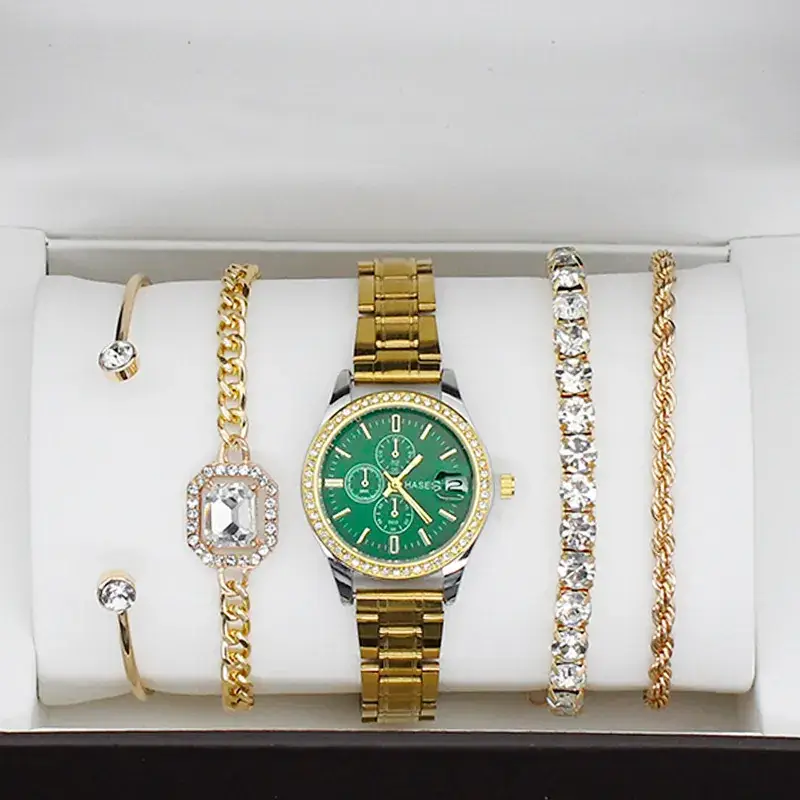 Gold Plated Women's Quartz Watch with Crystal Bracelet - Image 10