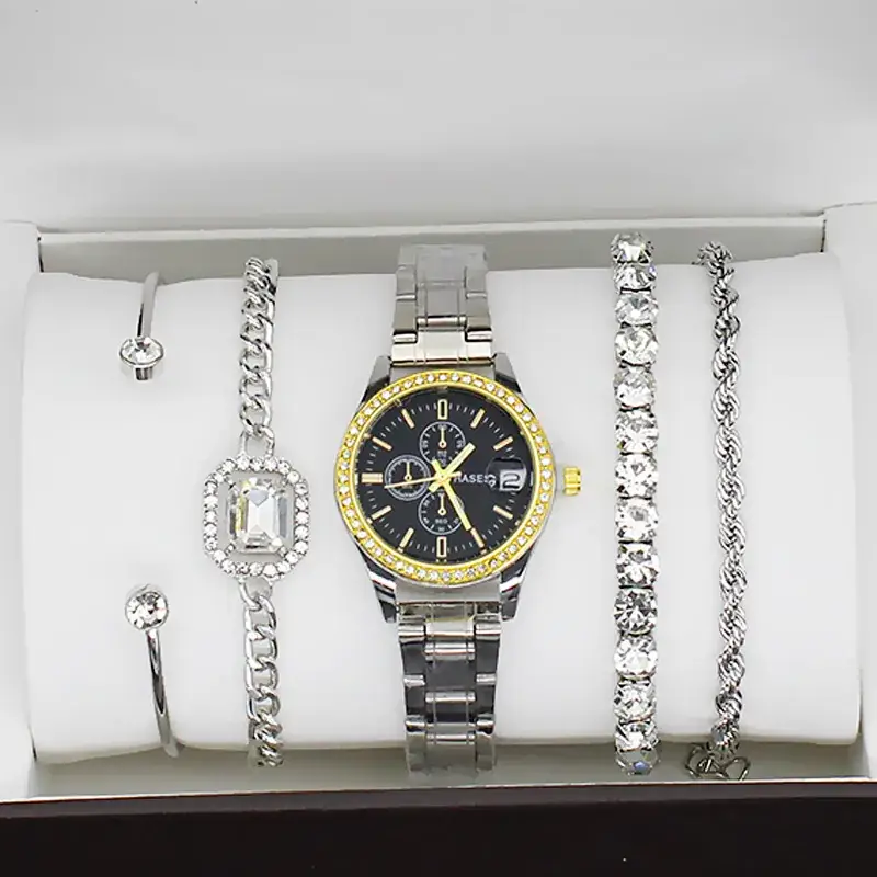 Gold Plated Women's Quartz Watch with Crystal Bracelet - Image 11