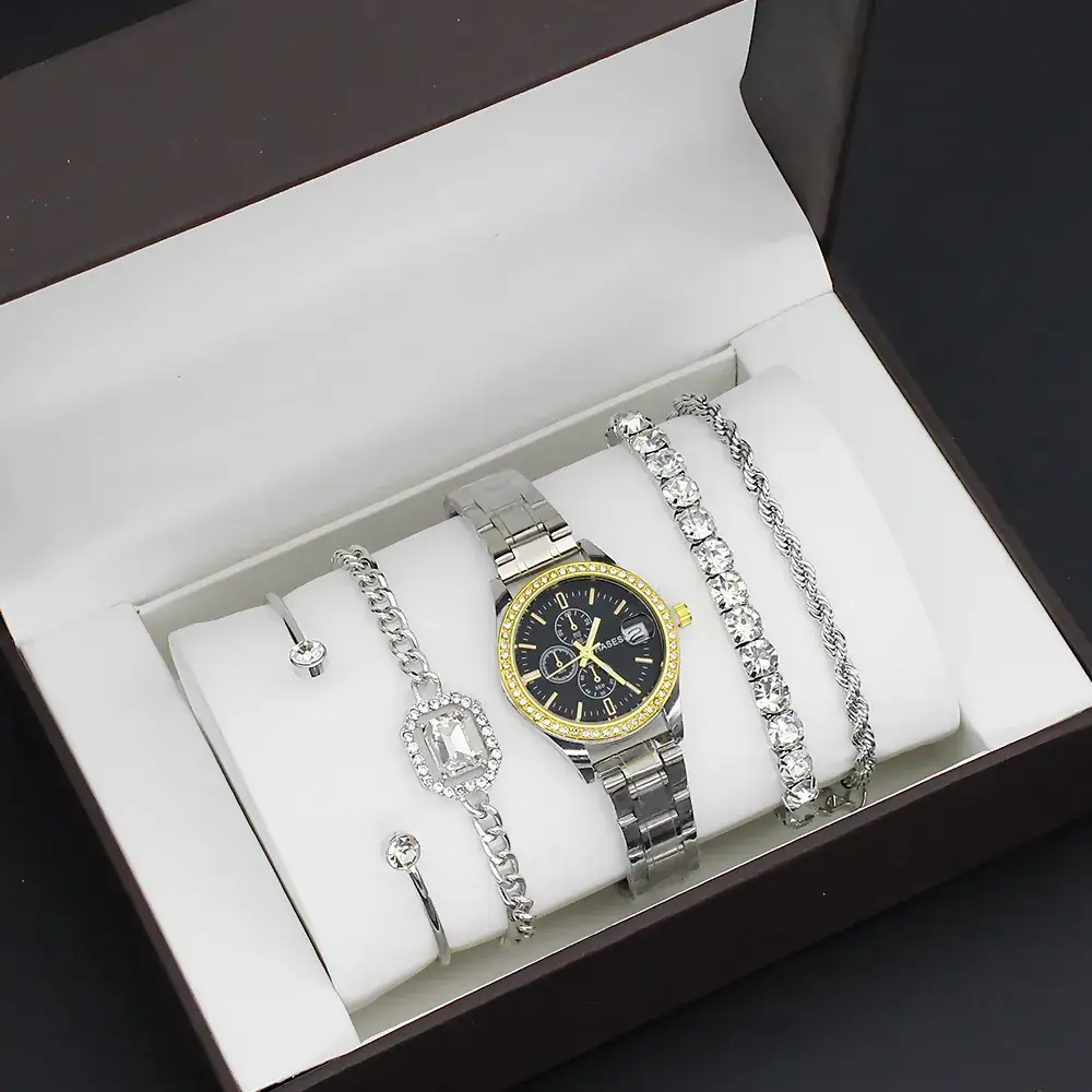 Gold Plated Women's Quartz Watch with Crystal Bracelet - Image 5
