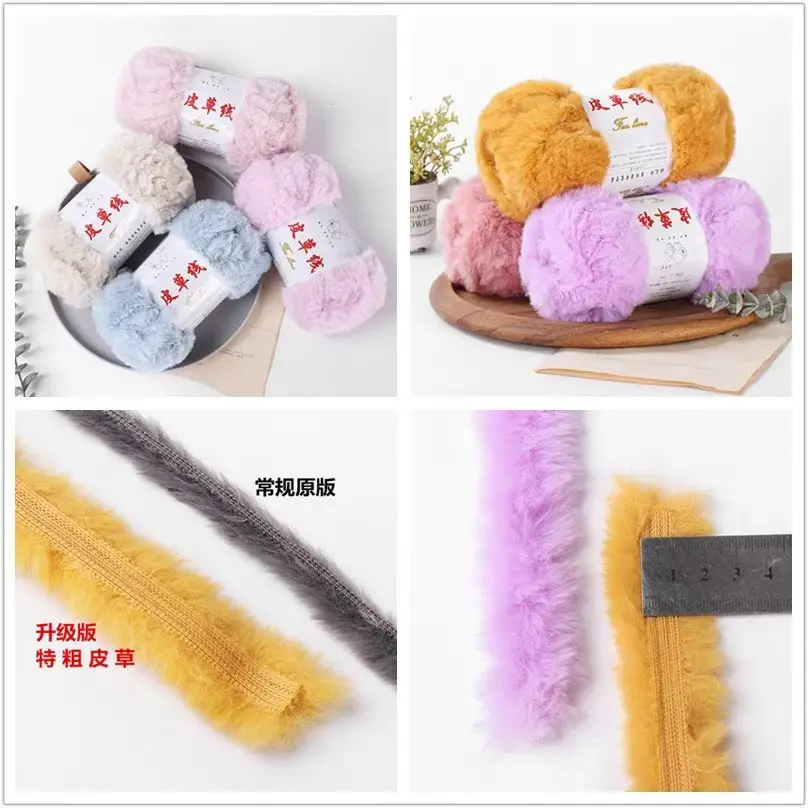 2 Two extra thick fur thread fur wool ball hand-woven thick wool woven scarf hat bag material package — feature 12