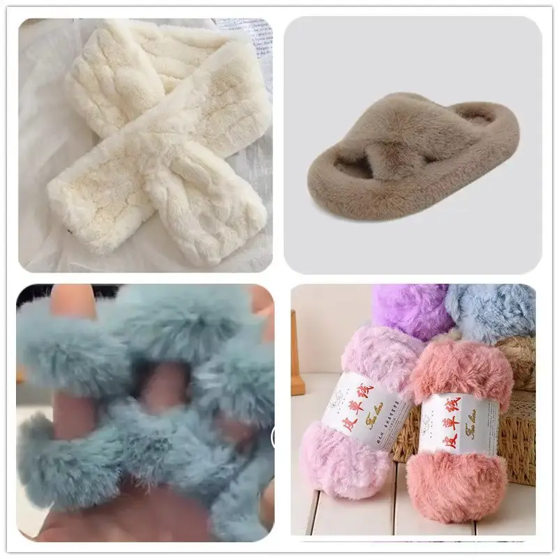 2 Two extra thick fur thread fur wool ball hand-woven thick wool woven scarf hat bag material package — feature 13