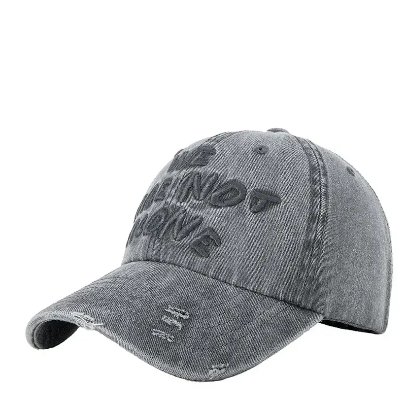 Embroidered Blue Washed Beaded Cap for Men Women - Image 8