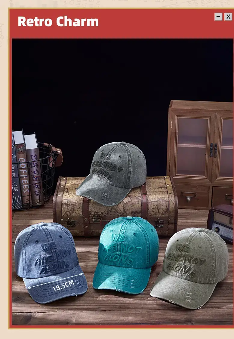 Embroidered Blue Washed Beaded Cap for Men Women — feature 14