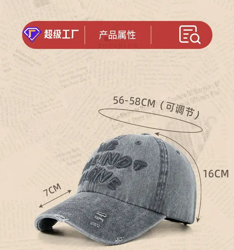 Embroidered Blue Washed Beaded Cap for Men Women — feature 18