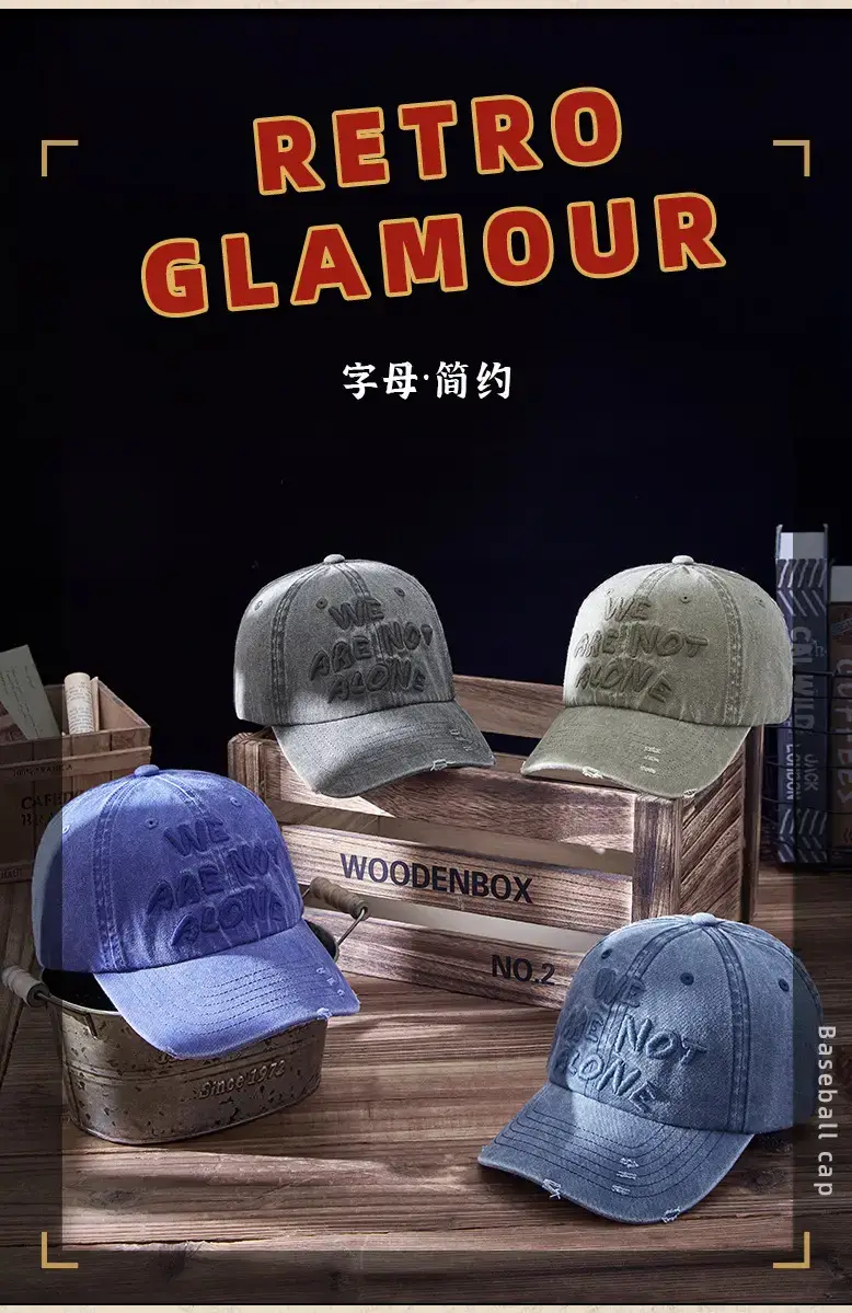 Embroidered Blue Washed Beaded Cap for Men Women — feature 7