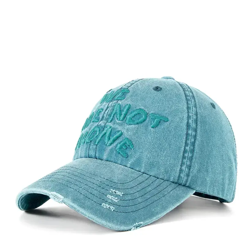 Embroidered Blue Washed Beaded Cap for Men Women - Image 3