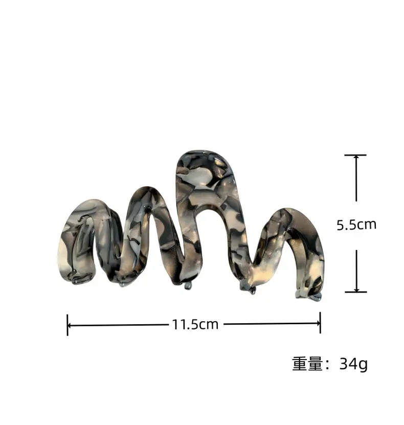 High-Grade Wave Acrylic Hair Pins Green Yellow — feature 5