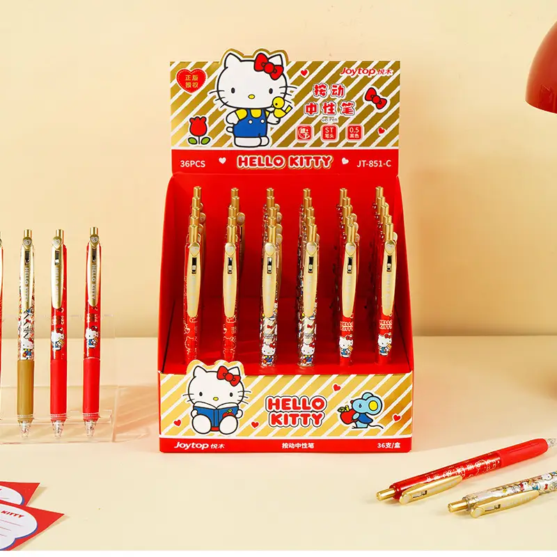 Yuemu Hello Kitty Gel Pen Cartoon Retractable Pen St Head Kt Student Quick-Drying Set Pen Hello Kitty Stationery