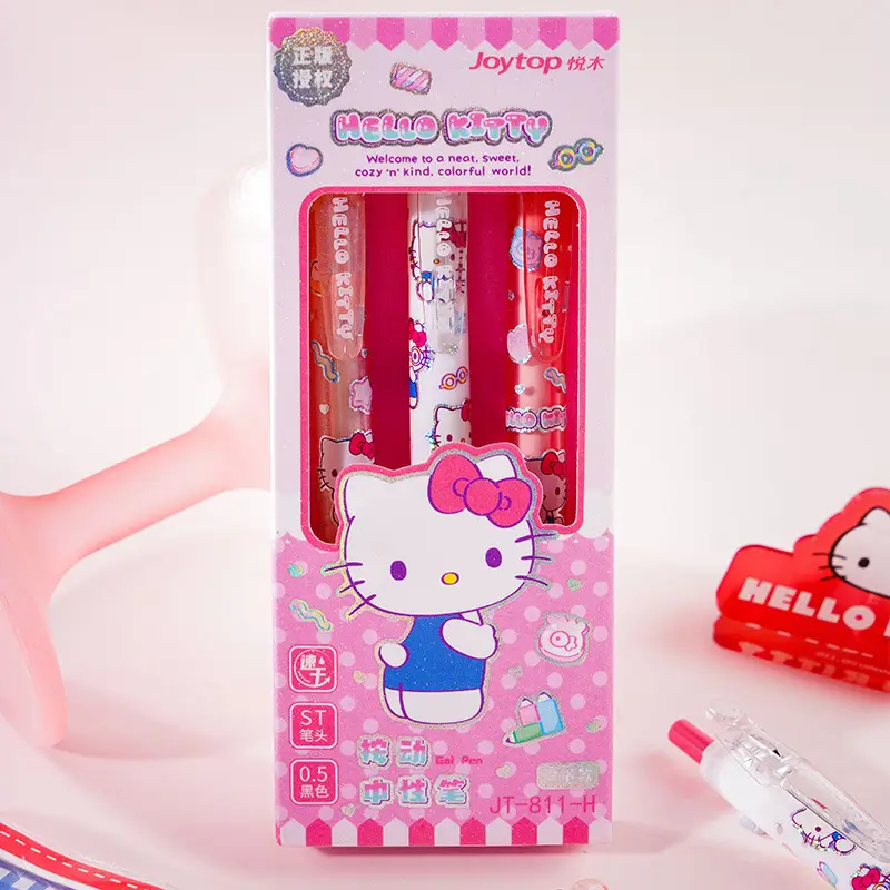 Yuemu Hello Kitty Gel Pen Cartoon Retractable Pen St Head Kt Student Quick-Drying Set Pen Hello Kitty Stationery