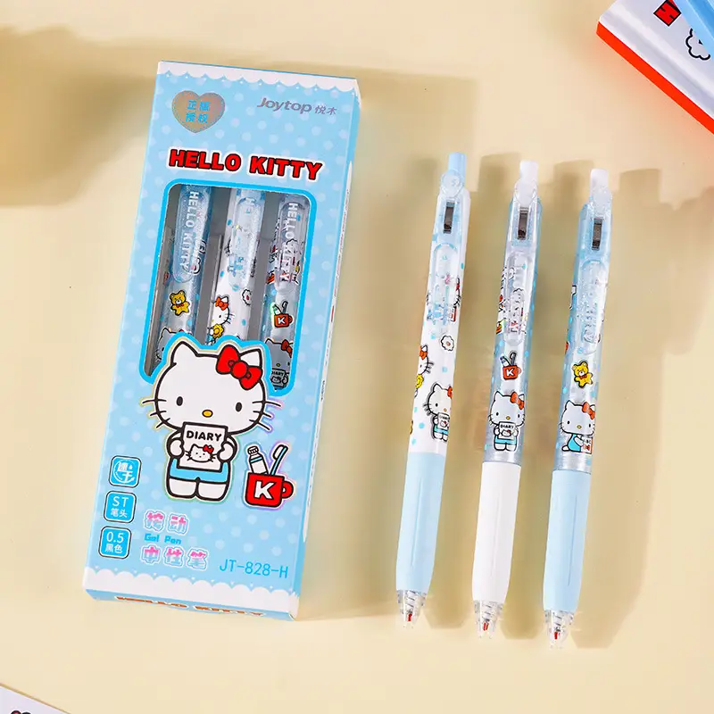 Yuemu Hello Kitty Gel Pen Cartoon Retractable Pen St Head Kt Student Quick-Drying Set Pen Hello Kitty Stationery