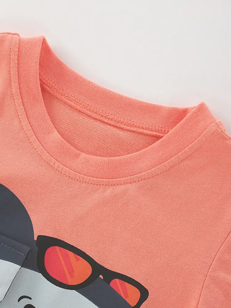 Mawlee Boys Shark Print T-Shirt Orange