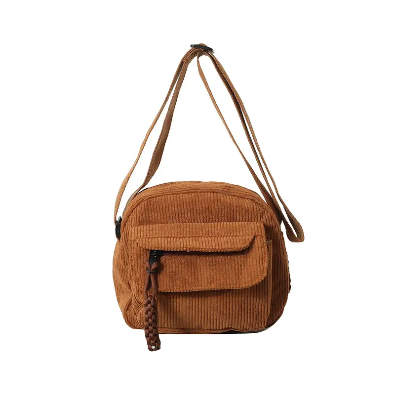 Retro Corduroy Shoulder Bag for Women Green - Image 9