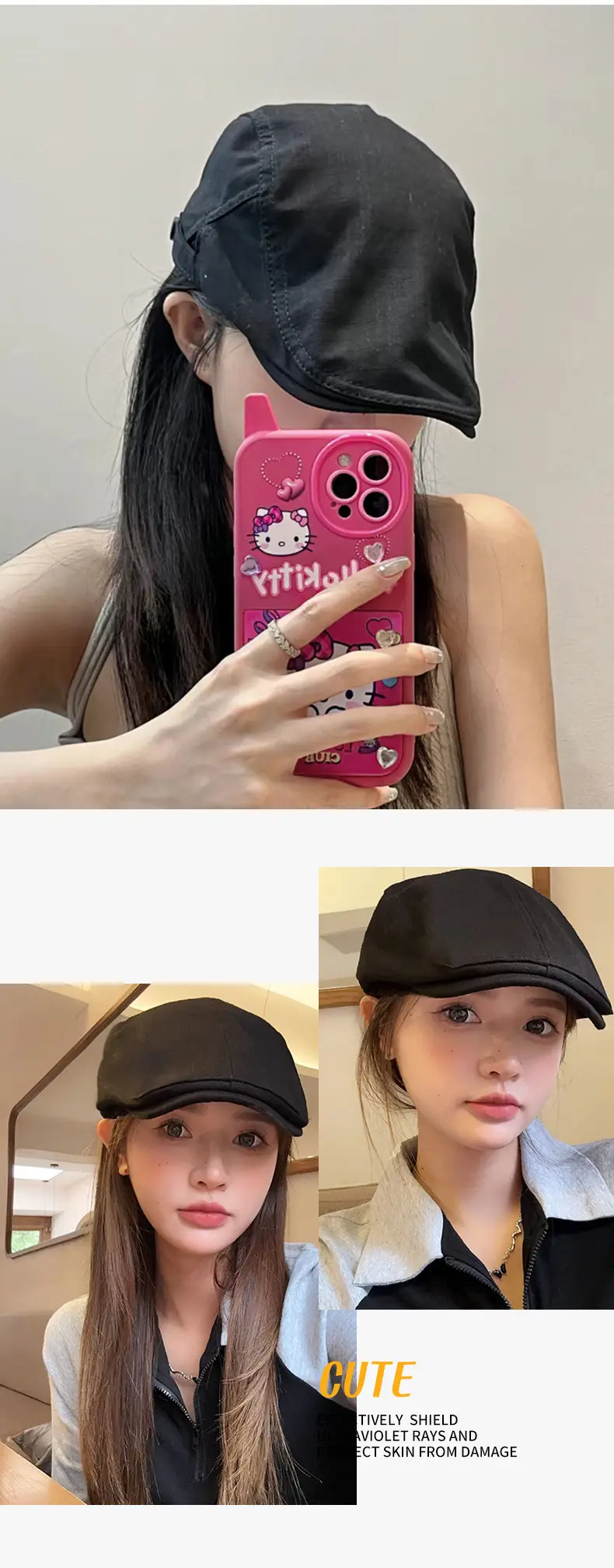 Women Duckbill Cap Brown Retro Forward Cap — feature 8