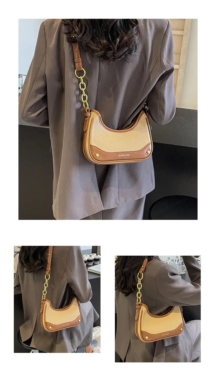 Korean Style Chain Shoulder Messenger Bag Black Beige — feature 10