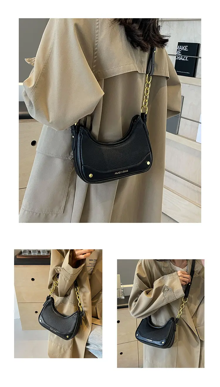 Korean Style Chain Shoulder Messenger Bag Black Beige — feature 11