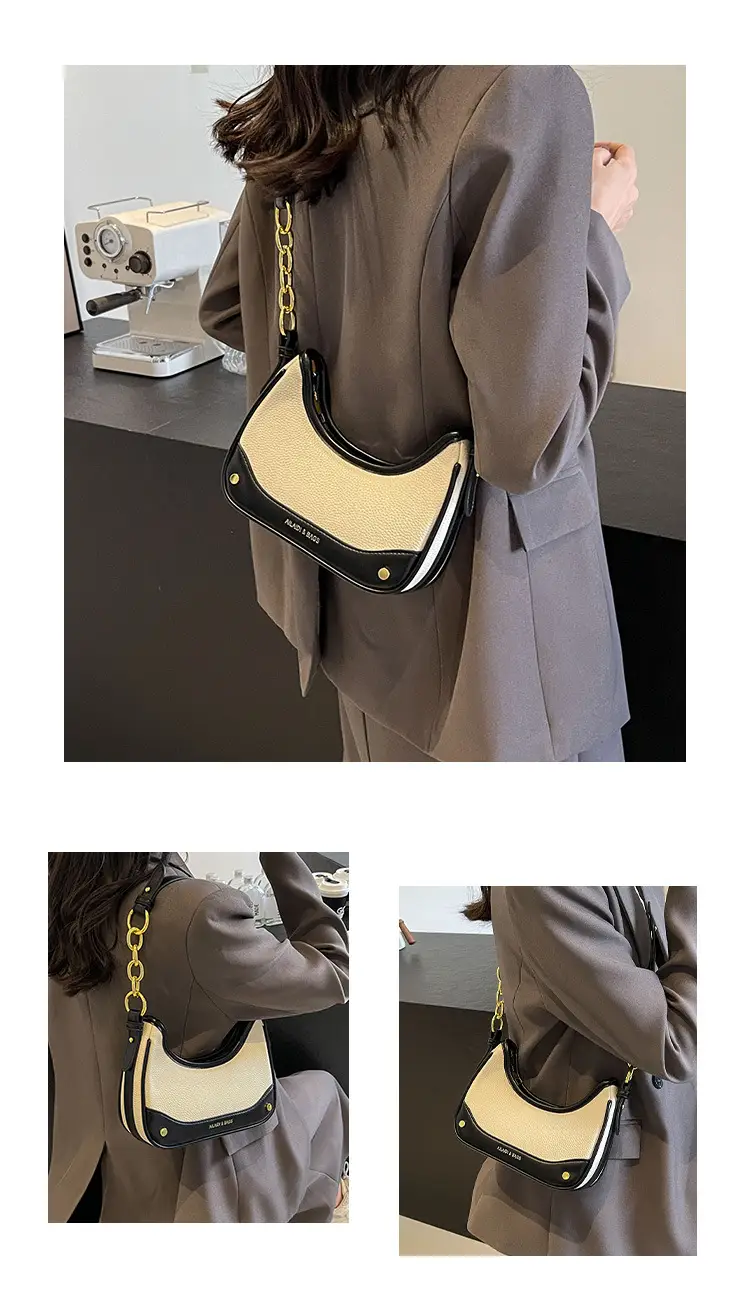 Korean Style Chain Shoulder Messenger Bag Black Beige — feature 9