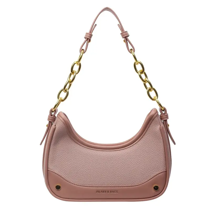 Korean Style Chain Shoulder Messenger Bag Black Beige - Image 4