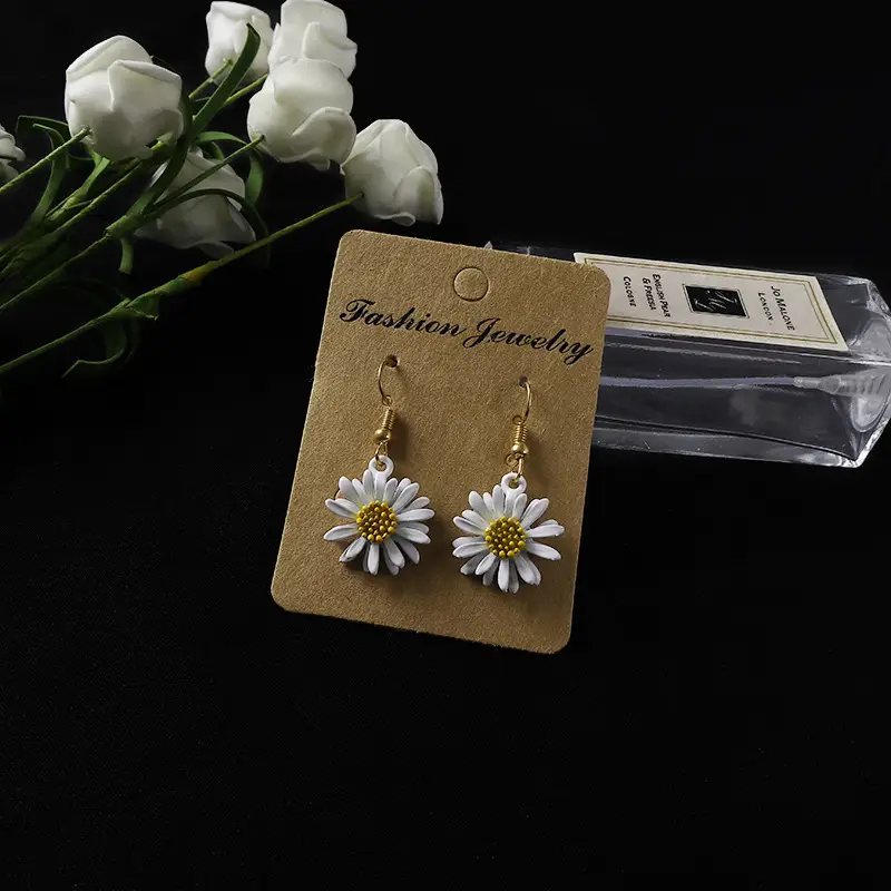 Daisy Flower Earrings Gold Plated White Gold Jewelry - Image 4