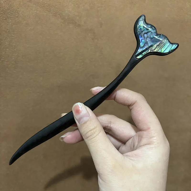 Vintage Ebony Fish Tail Chopsticks for Updo