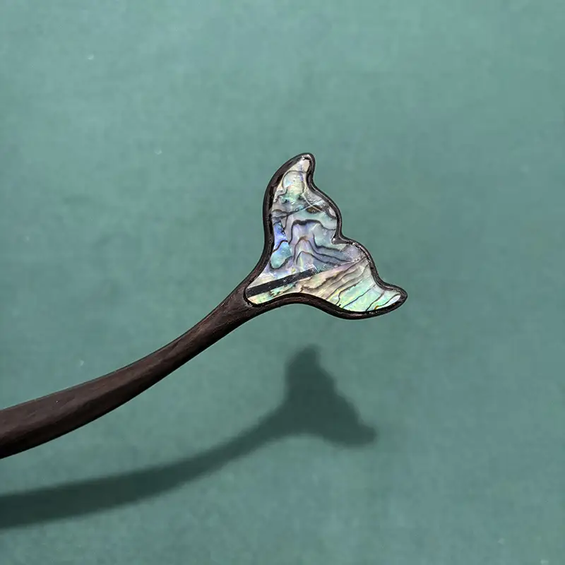 Vintage Ebony Fish Tail Chopsticks for Updo — feature 3