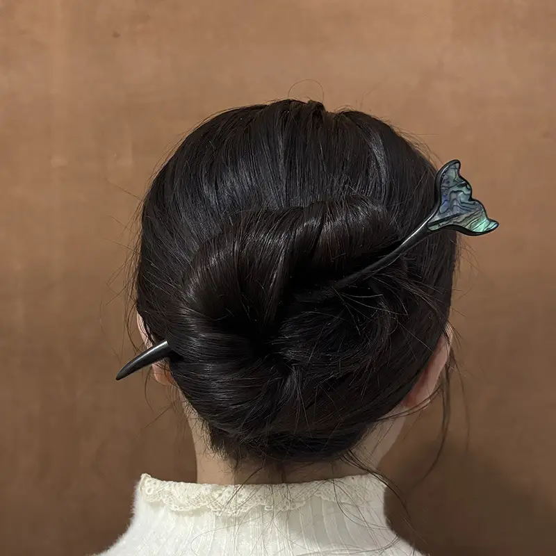 Vintage Ebony Fish Tail Chopsticks for Updo — feature 4