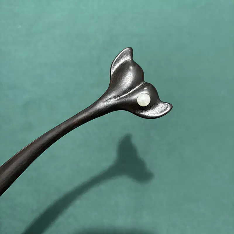 Vintage Ebony Fish Tail Chopsticks for Updo — feature 5