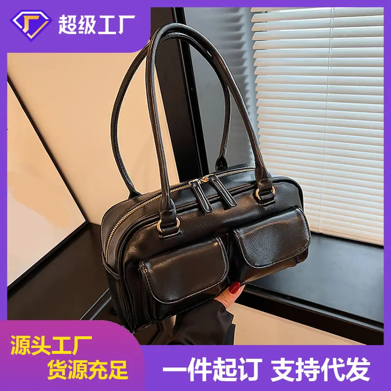 Retro Black Crossbody Bowling Bag for Women