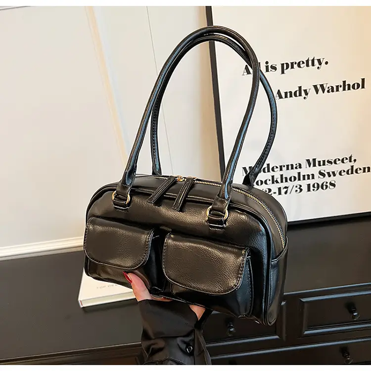 Retro Black Crossbody Bowling Bag for Women — feature 14