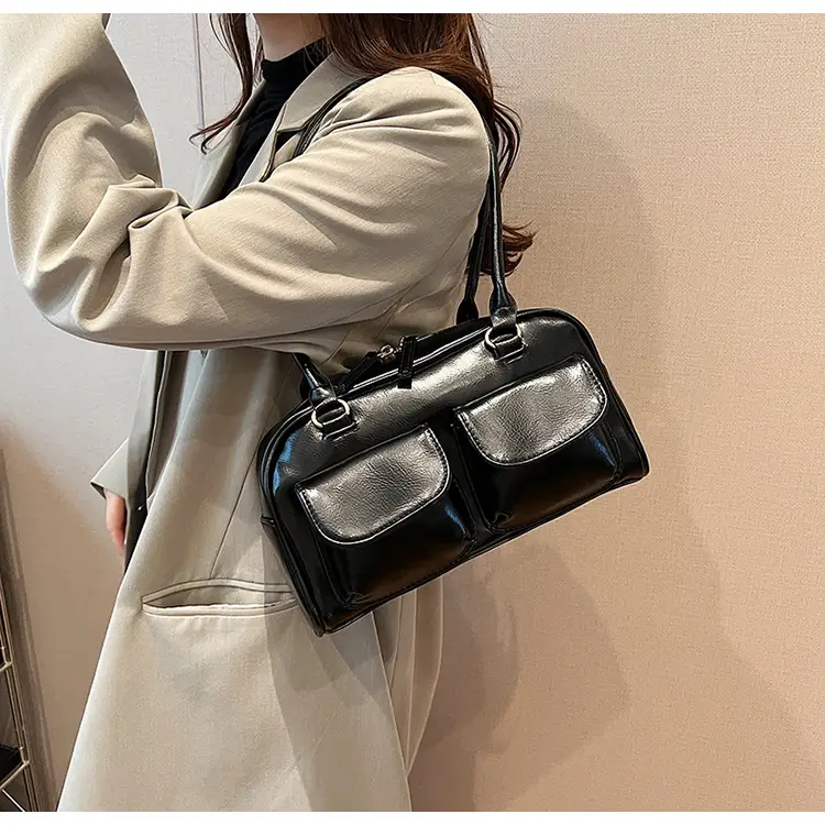 Retro Black Crossbody Bowling Bag for Women — feature 16