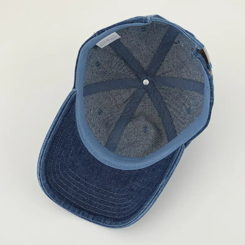 Women Denim Baseball Cap with Heart Rhinestone Design - Image 7