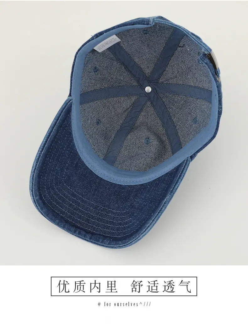 Women Denim Baseball Cap with Heart Rhinestone Design — feature 21