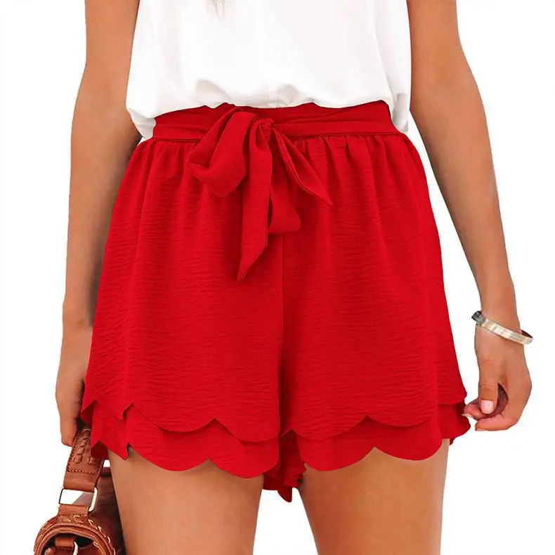 Blue Layered Petal Butterfly Waist Shorts with Belt - Image 2