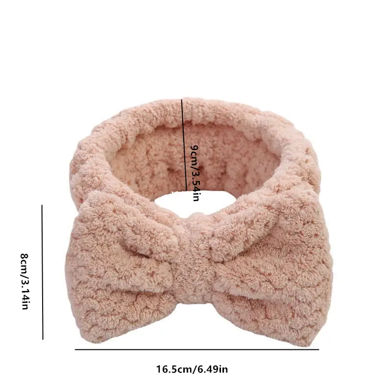 Pink Plush Bow Face Hair Band for Women