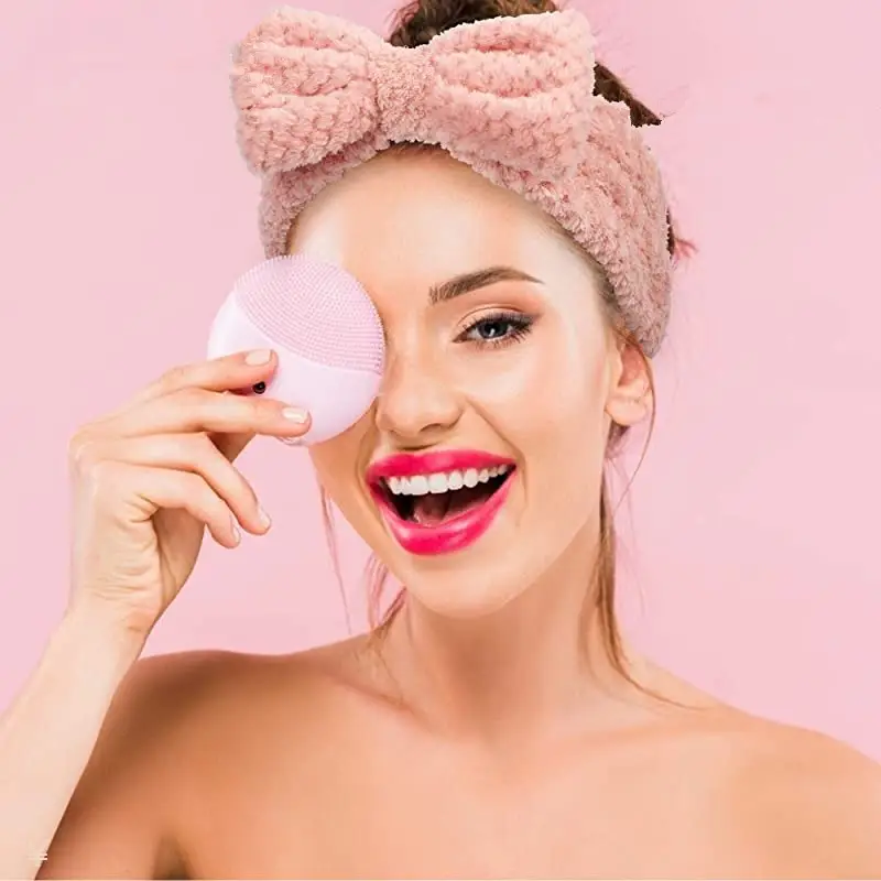 Pink Plush Bow Face Hair Band for Women