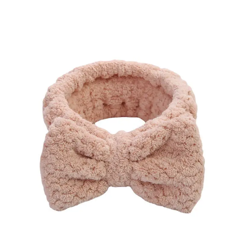 Pink Plush Bow Face Hair Band for Women