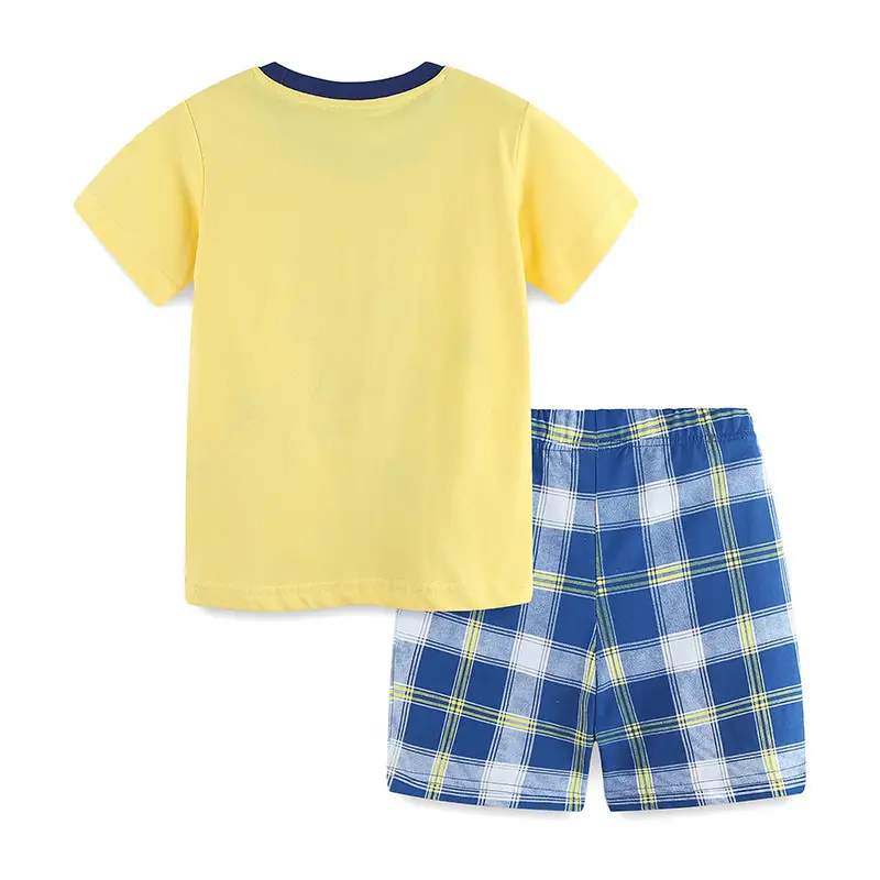Summer Boys Plaid Shorts Cotton Two-Piece Suit - Image 3