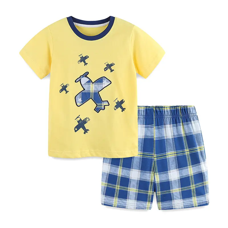 Summer Boys Plaid Shorts Cotton Two-Piece Suit - Image 6