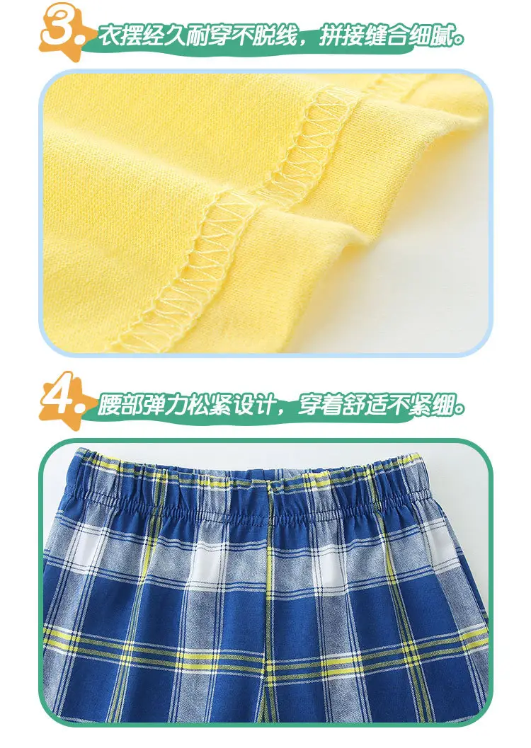 Summer Boys Plaid Shorts Cotton Two-Piece Suit — feature 37