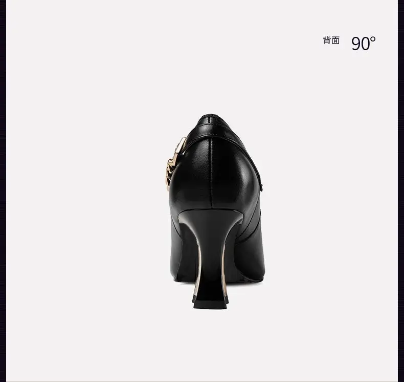 Shallow Mouth Thick Heel Leather Shoes 2025 Spring New Soft Leather Black High Heels Pointed Professional All-match Women's Shoes — feature 13