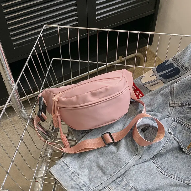 Lightweight Pink Canvas Shoulder Bag for Women