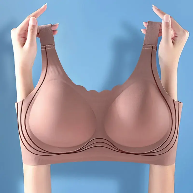 White Full Cup Anti-Slip Jelly Strip Bra for Plus Size - Image 7