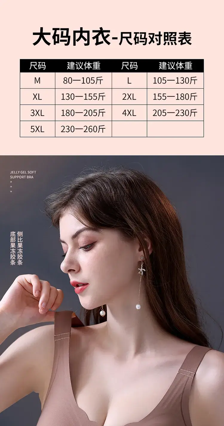 White Full Cup Anti-Slip Jelly Strip Bra for Plus Size — feature 1