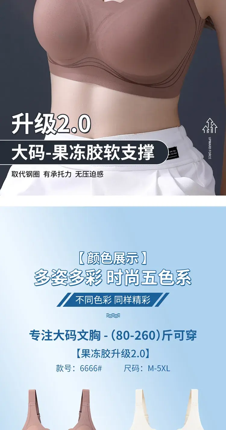 White Full Cup Anti-Slip Jelly Strip Bra for Plus Size — feature 2