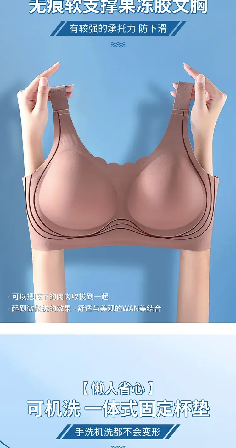 White Full Cup Anti-Slip Jelly Strip Bra for Plus Size — feature 4