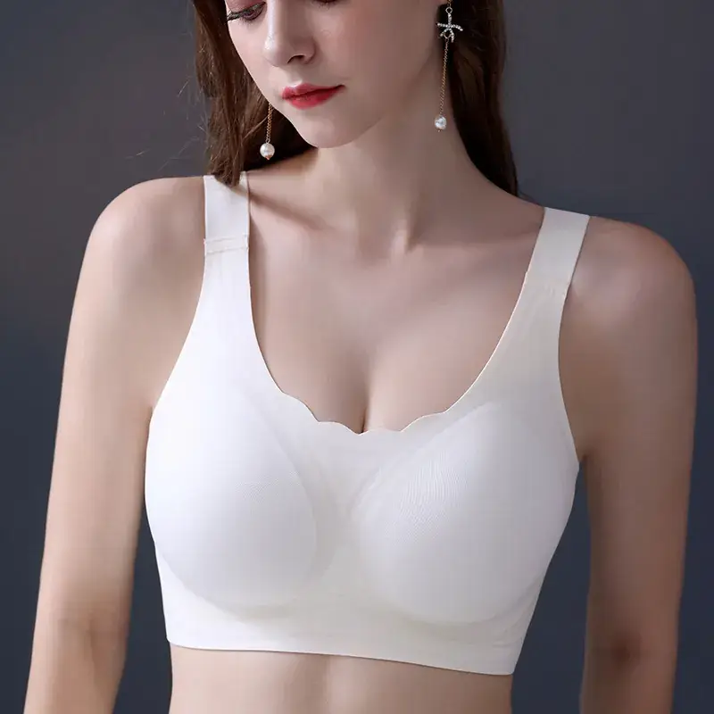 White Full Cup Anti-Slip Jelly Strip Bra for Plus Size - Image 2