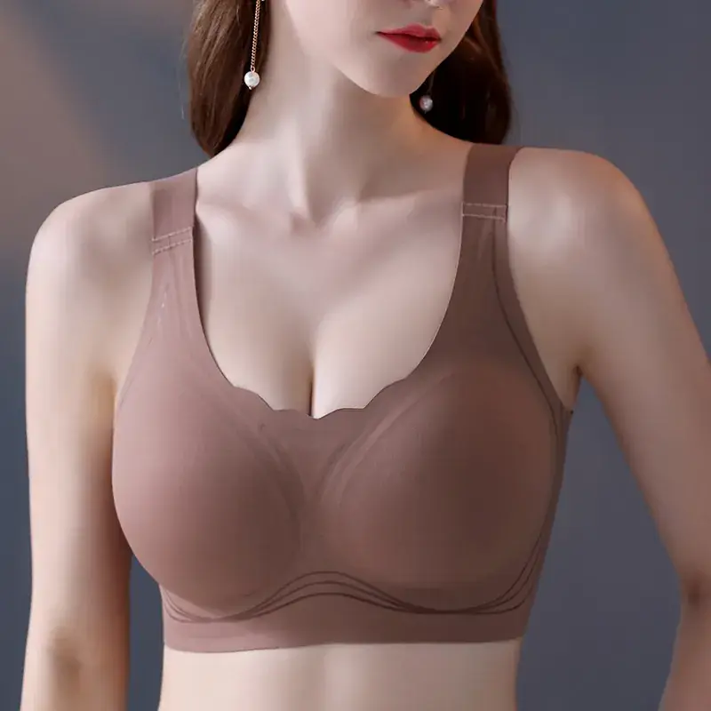 White Full Cup Anti-Slip Jelly Strip Bra for Plus Size - Image 5