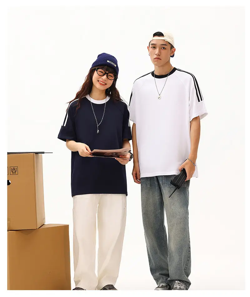 Men Red Three Bar T-Shirt 250g Cotton — feature 15