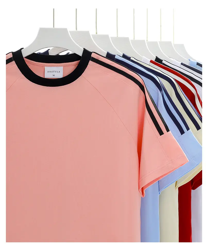 Men Red Three Bar T-Shirt 250g Cotton — feature 8